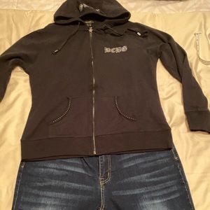 Bcbg blk hoodie with butterfly glitter on back